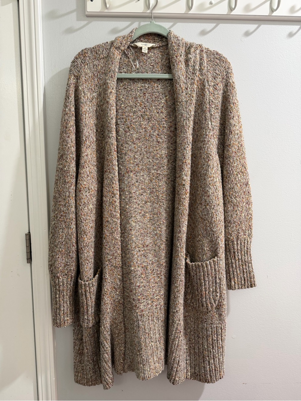 Terra & Sky Multicolor Heathered Beige Open-Front Cardigan